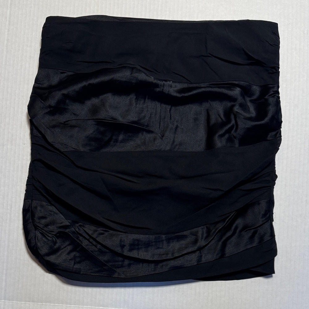 ALICE + OLIVIA Silk Two Tone Black Tube Top Back Zip Ruched Minimal‎ Designer 4